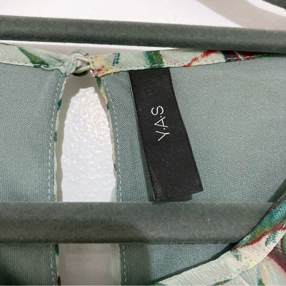 ASOS YAS Green Leaf Print Pleated Midi Dress Size L - Picture 3 of 10